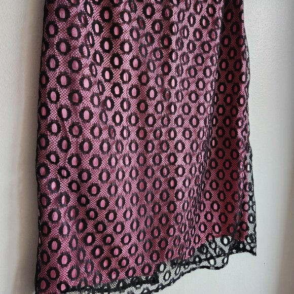 Milly of NY Pink Pencil Skirt with Black Openwork Lace - EUC - Sz 4 - Picture 5 of 16